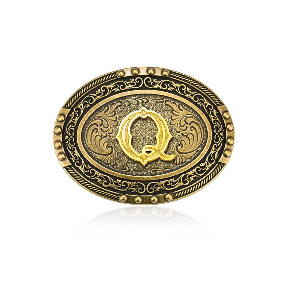 2345 Western Cowboy Initial Letter ABC to XYZ Belt Buckle, Antique Capital